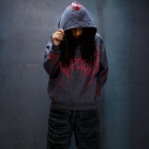 Drop Dead Bludy Hell Distressed Hoodie
