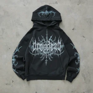 Drop Dead Frostbite Washed Black Hoodie