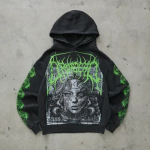 Drop Dead Glitch Washed Black Hoodie